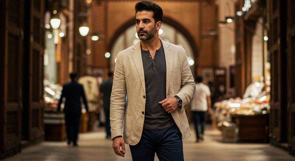 البليزر-وقميص-الهينلي-1024x559 الطقس متقلب؟ دليل الشباب لأناقة لا تتأثر