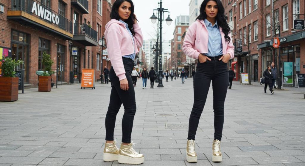 الهودي-القصير-وقميص-الياقة-1024x559 إطلالات الصبايا الذكية للطقس المتقلب