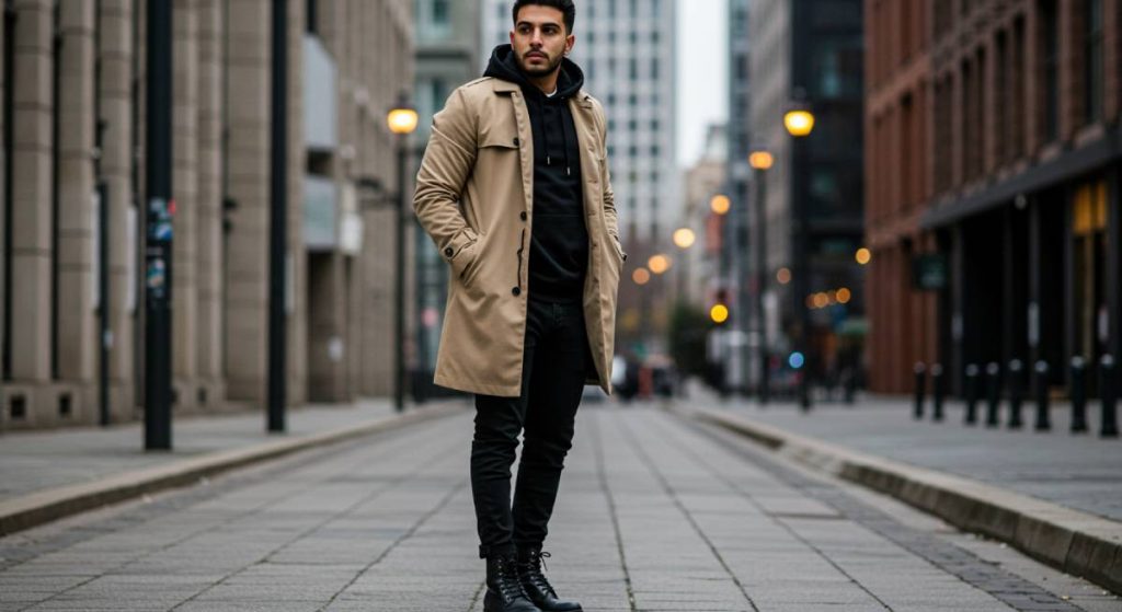 معطف-الترنش-والهودي-1024x559 الطقس متقلب؟ دليل الشباب لأناقة لا تتأثر